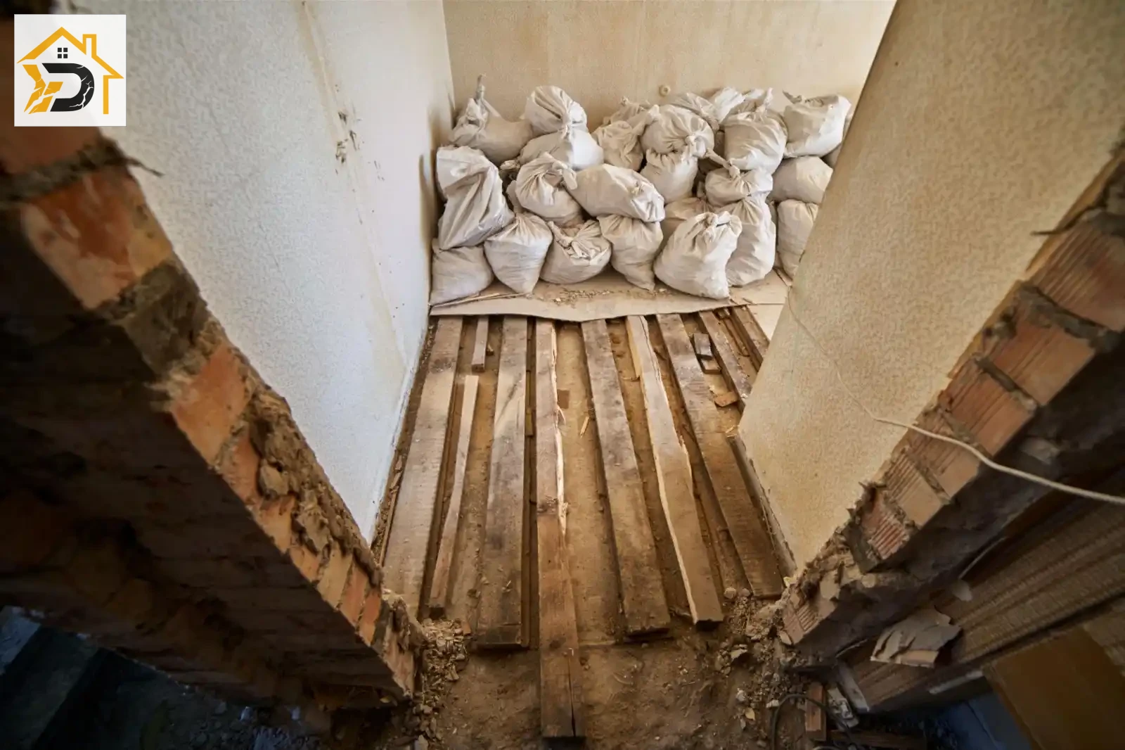 სადემონტაჟო სამუშაოები — ნაგვის დამეშოკება სპეციალური ტომრებით