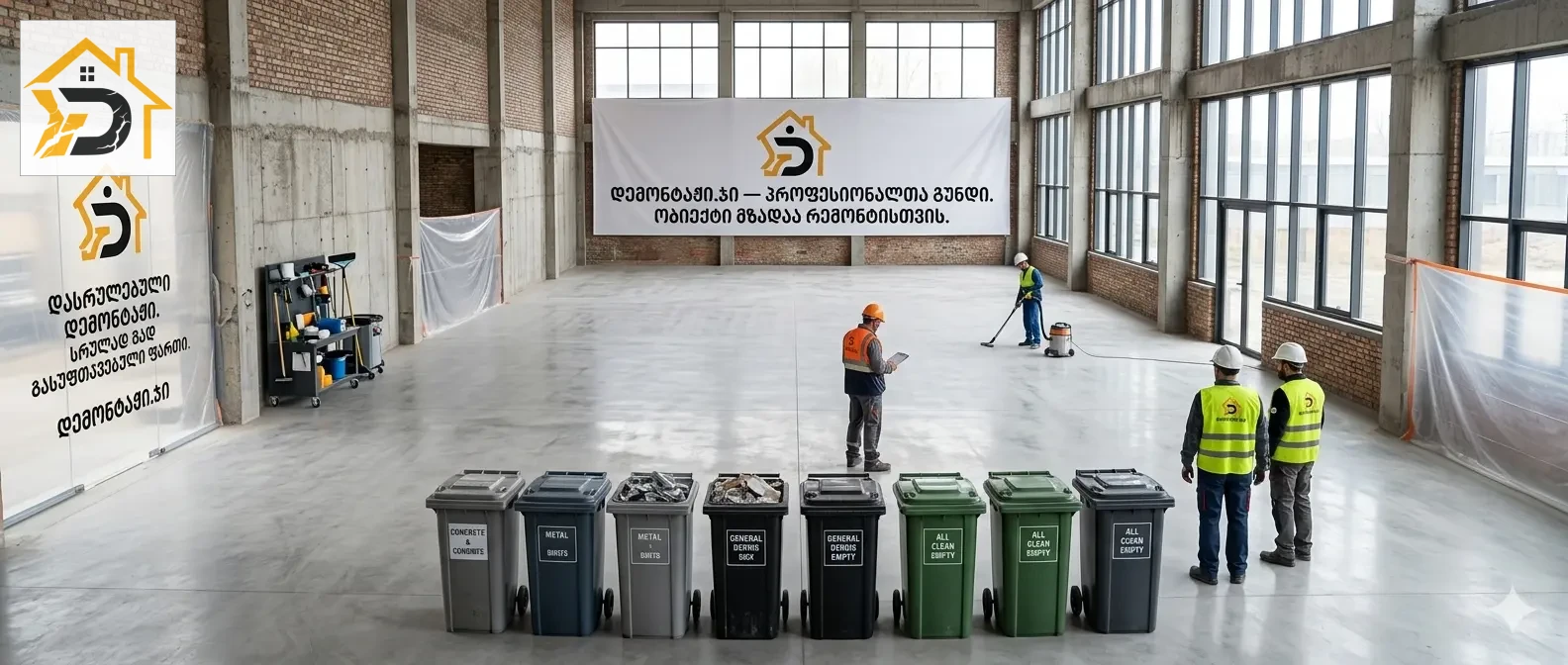 კედლის დემონტაჟი - აგურის კედლის ნგრევა და დასუფთავება