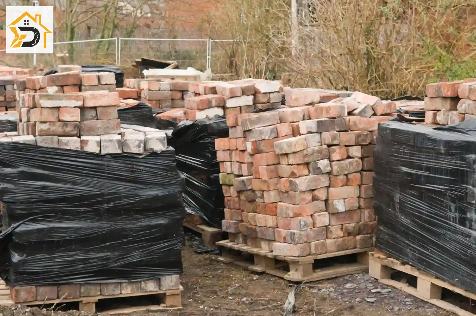 მეორადი სამშენებლო მასალები — მეორადი აგური პალეტებზე