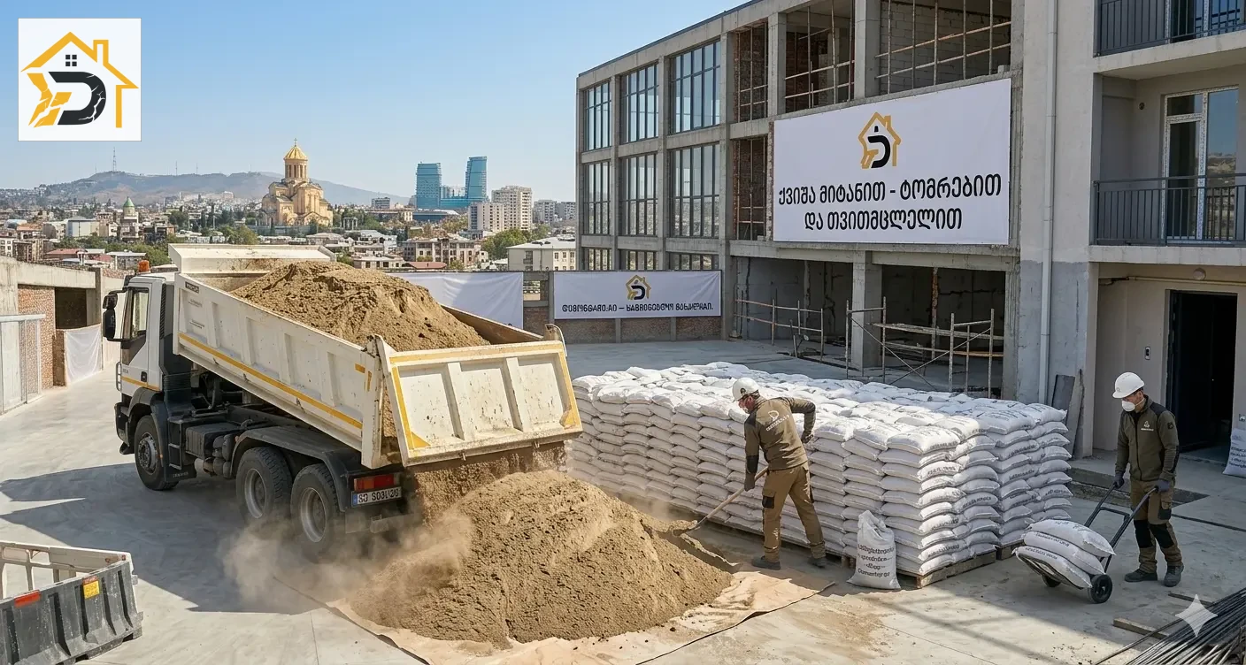 ქვიშა მიტანით - სამშენებლო ქვიშის მიტანა თბილისში