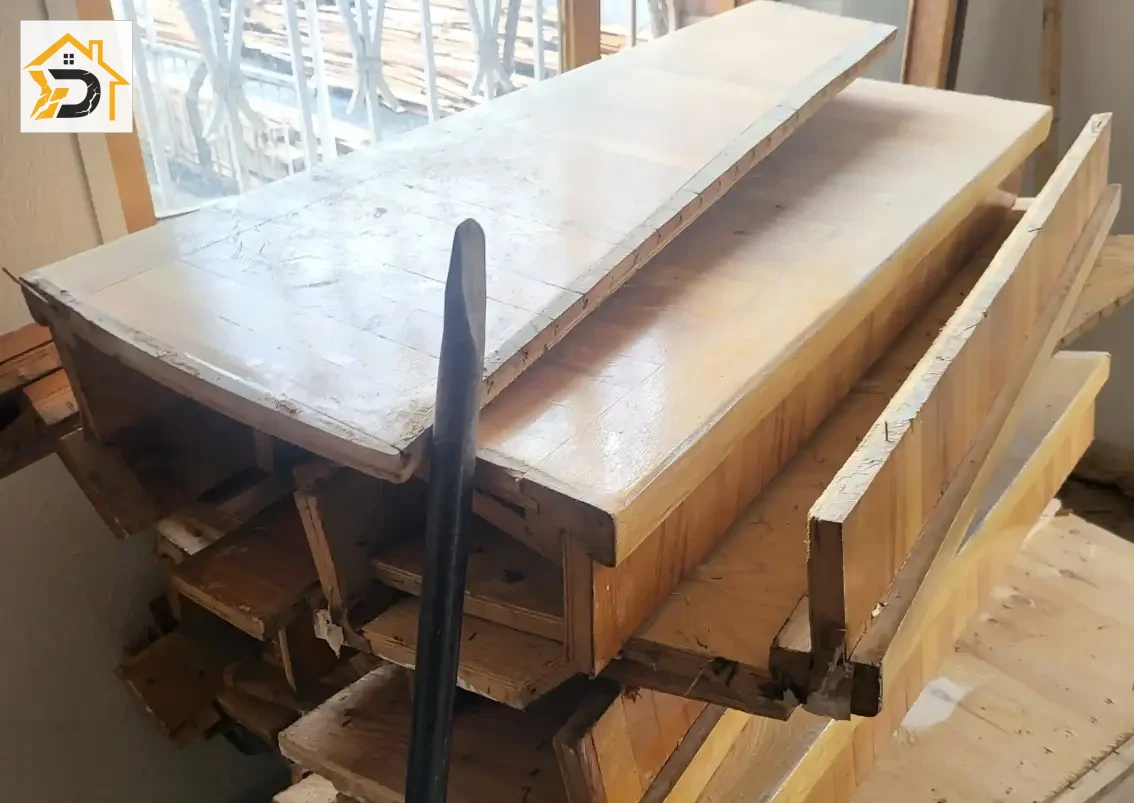 ხის კიბის დემონტაჟი — ხის კონსტრუქციის ფრთხილი დაშლა