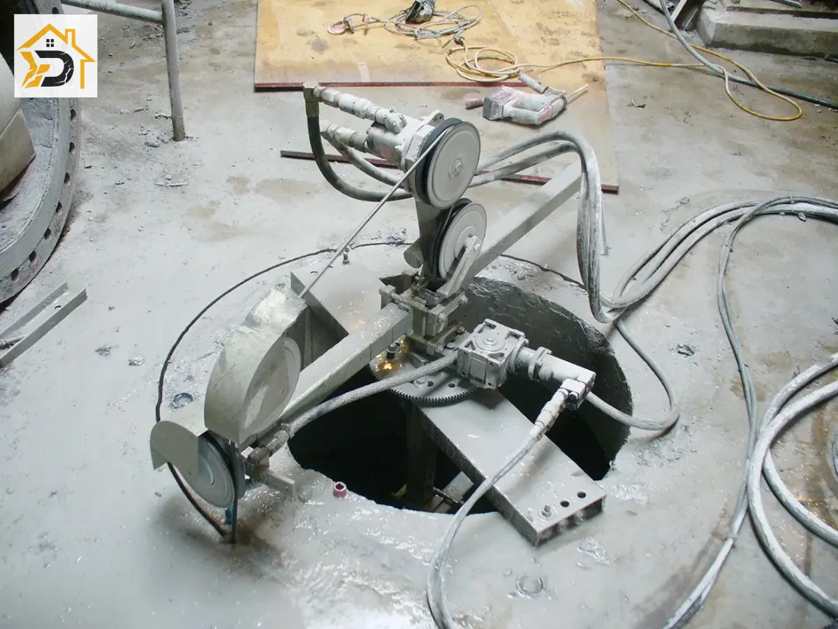 კედლის ჭრა — ტროსით წრიული ჭრა კომპლექსურ კონსტრუქციაზე